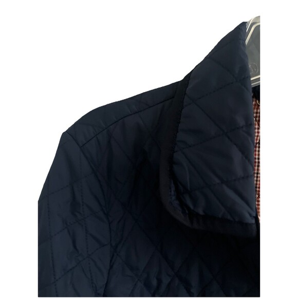 EUC Brooks Brothers Jacket Womens Quilted Navy Barn Coat Chore Plaid Sz 2 XS - Picture 2 of 11